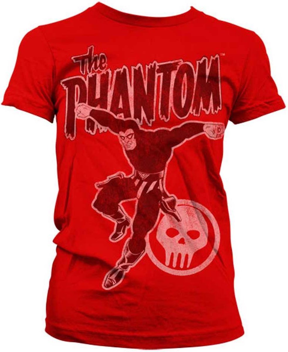 The Phantom Dames Tshirt -S- Jump Distressed Rood