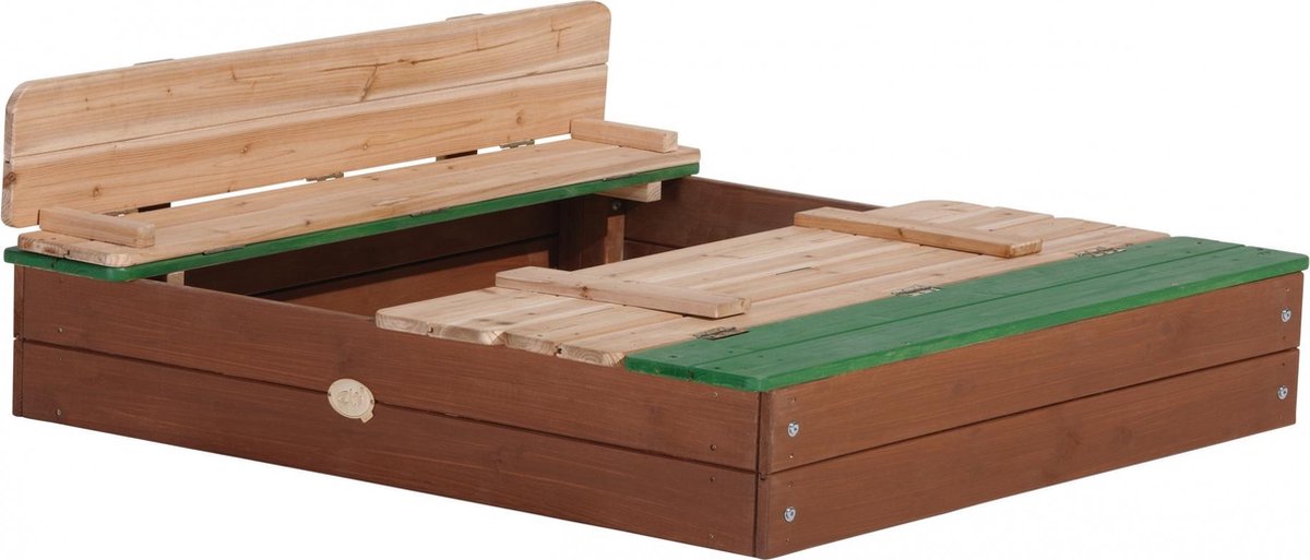 AXI Ella XL Houten Zandbak in Bruin/Groen - Met Zitbankjes en Deksel - FSC hout - 120x120x20cm - Zandbak voor kinderen — afbeelding 14