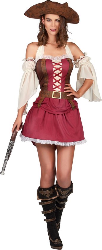 LUCIDA - Sexy bordeaux rood piraten kostuum voor dames