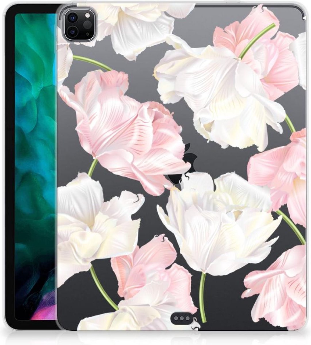 Coque iPad Pro 12.9 (2020) Housse Silicone Tablet Design Aquarelle Fleurs  avec côtés