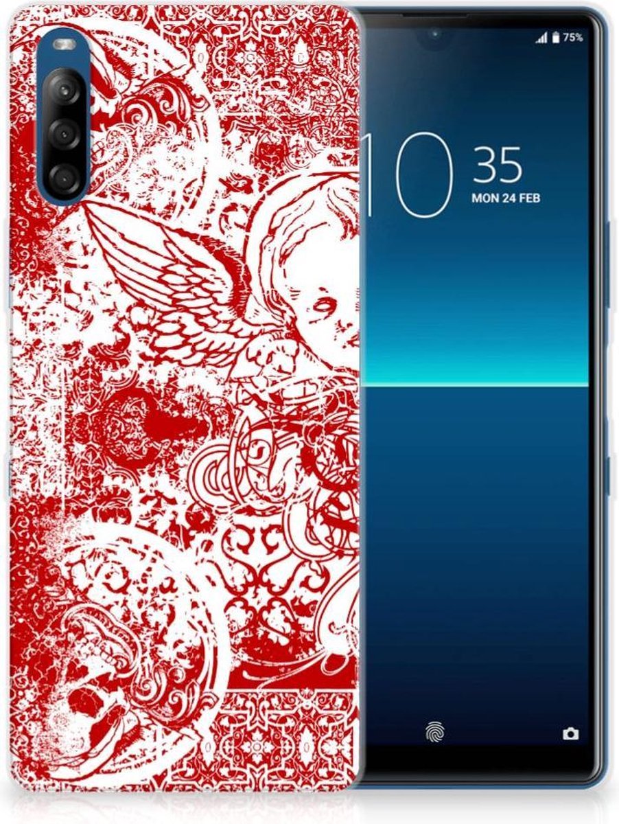Silicone Back Case Sony Xperia L4 Angel Skull Rood