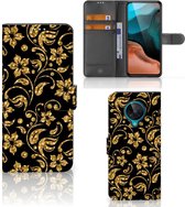 Telefoonhoesje Xiaomi Poco F2 Pro Bookcase Cadeau voor Oma Gouden Bloemen