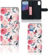 Smartphone Hoesje Geschikt voor Samsung Galaxy A31 Flipcase Cadeautjes voor Moederdag Butterfly Roses