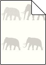 Proefstaal ESTAhome behang olifanten zilver en lichtblauw - 137331 - 26,5 x 21 cm