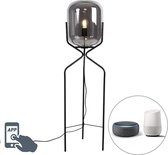 QAZQA bliss - Design Dimbare LED Smart Vloerlamp | Staande Lamp incl. wifi met Dimmer - 1 lichts - H 120 cm - Zwart - Woonkamer | Slaapkamer | Keuken