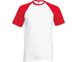 Shortsleeve Baseball T-shirt (Wit / Rood) L