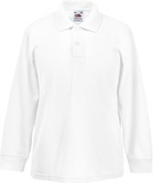 Fruit of the Loom Kinder Polo Shirt Lange Mouwen 65/35 Piqué (2 stuks) (Wit)