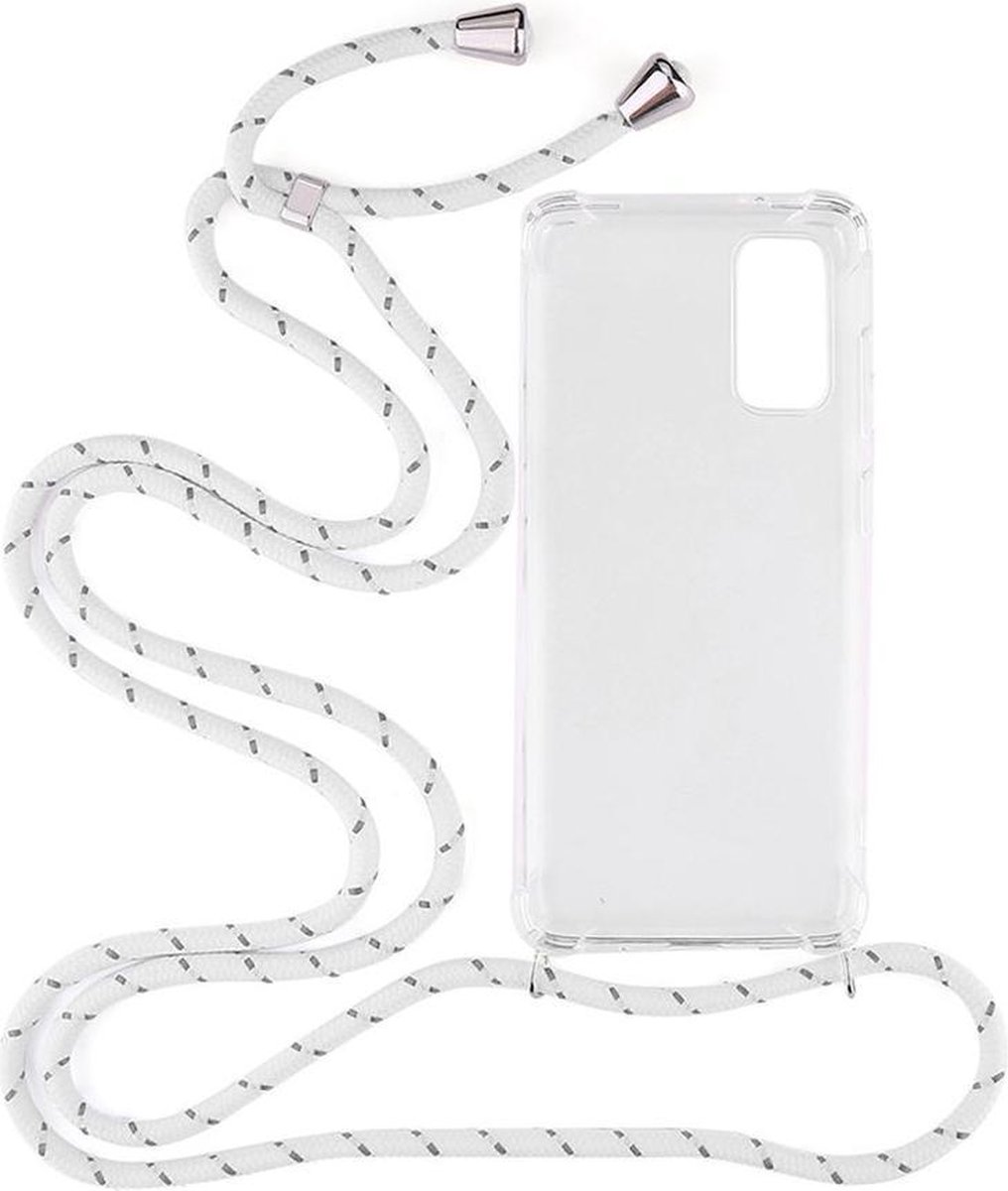 Shop4 - Geschikt voor Samsung Galaxy S20 Hoesje - Zachte Back Case met Koord Multi Wit