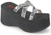 Demonia Slippers -40 shoes- FUNN-19 US 10 Zwart/Zilverkleurig