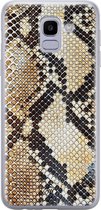 Samsung J6 (2018) hoesje siliconen - Snake / Slangenprint bruin | Samsung Galaxy J6 (2018) case | goudkleurig | TPU backcover transparant