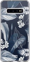 HappyCase Galaxy S10 Plus Flexibel TPU Hoesje Blue Leaves Print