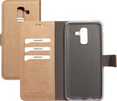 Mobiparts hoesje geschikt voor Samsung Galaxy A6+ (2018) - Saffiano Wallet/Portemonnee hoesje - Magneet Sluiting - 3 Opbergvakken - Bruin Koper