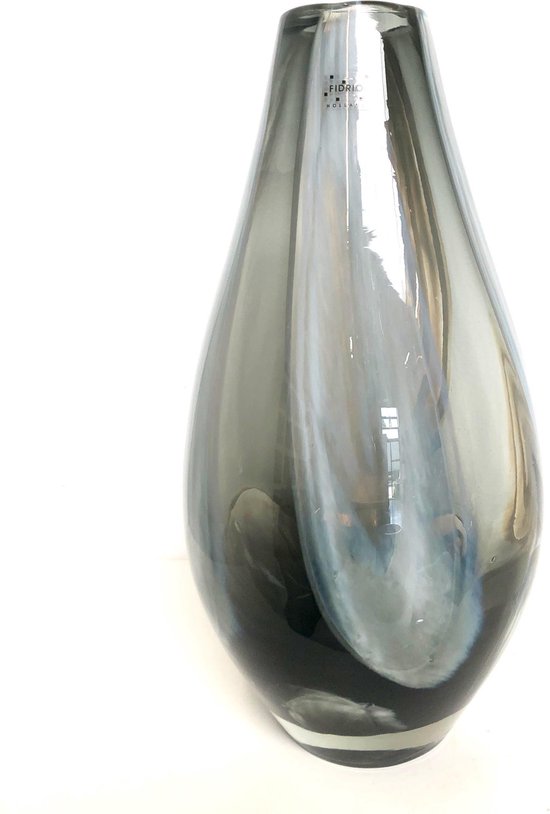Design vaas - Fidrio Grey Cloudy - glas, mondgeblazen - hoogte 35 cm |