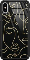 iPhone XS Max hoesje glass - Abstract faces | Apple iPhone Xs Max case | Hardcase backcover zwart