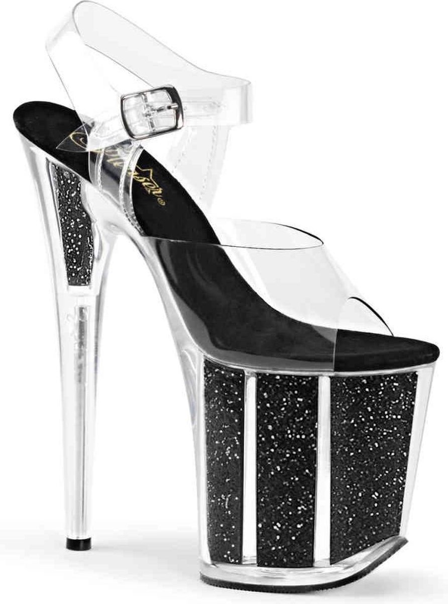 Pleaser Sandaal met enkelband Paaldans schoenen 42 Shoes FLAMINGO 808G Paaldans schoenen Zwart Transparant