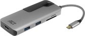 ACT USB-C multiport adapter voor 1 HDMI monitor, 1x USB-C, 2x USB-A, kaartlezer AC7021