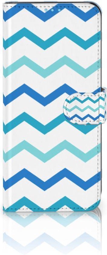 Coque OPPO A72 | OPPO A52 magnétique Cuir PU Protection Etui Housse pour Zigzag Bleu