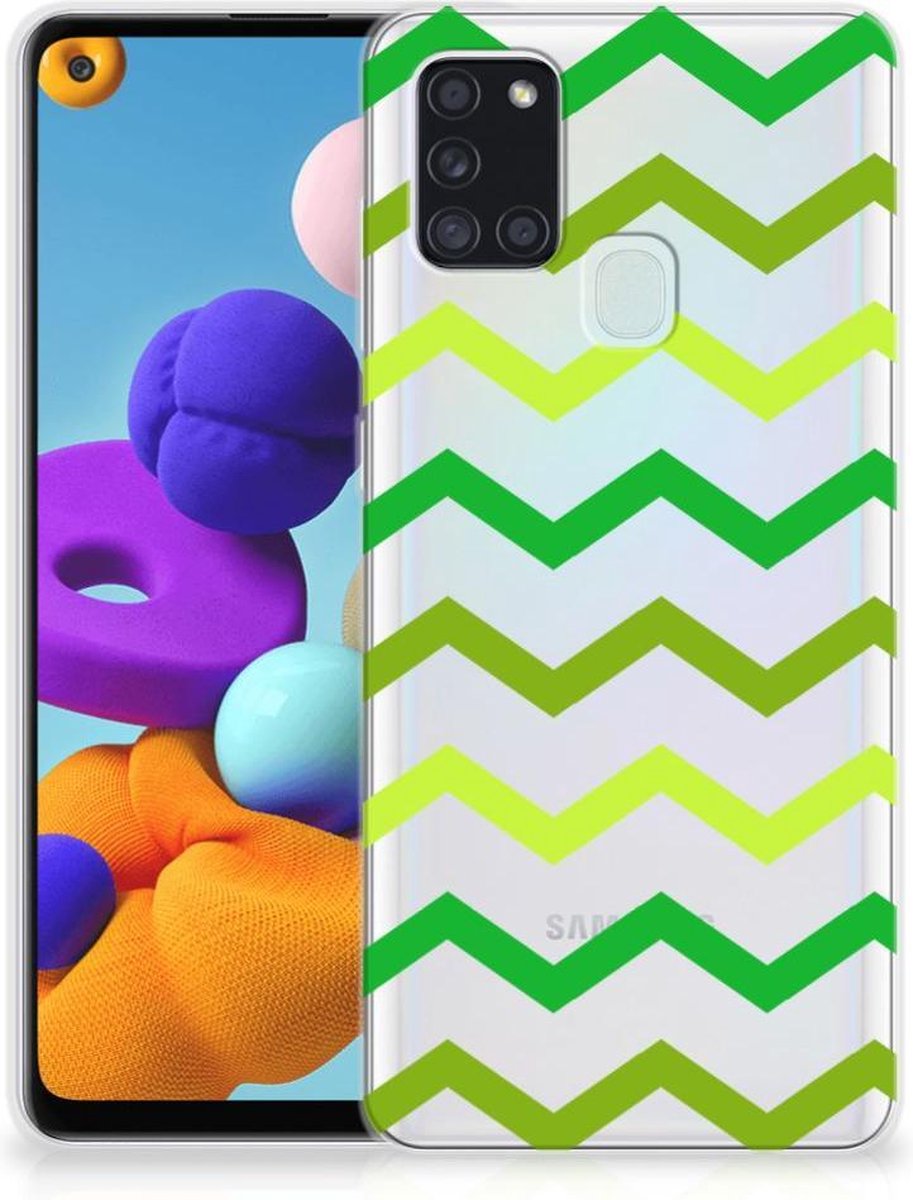 Samsung Galaxy A21s TPU bumper Zigzag Groen
