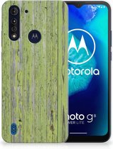 Cover Case Motorola Moto G8 Power Lite Smartphone hoesje Green Wood