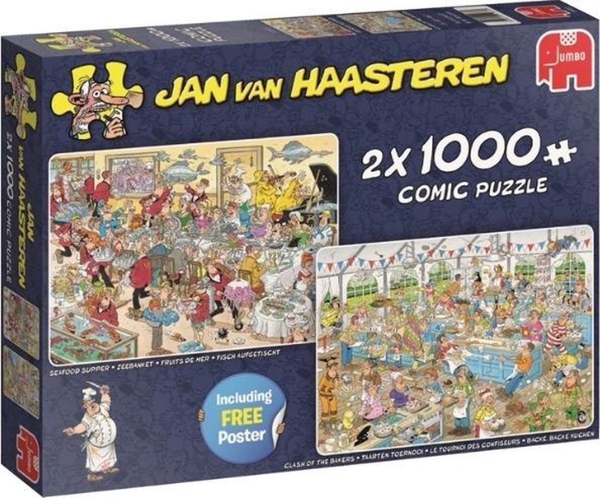 Jan van Haasteren - 2 in 1 Taartentoernooi & Zeebanket 1000 stuks & De