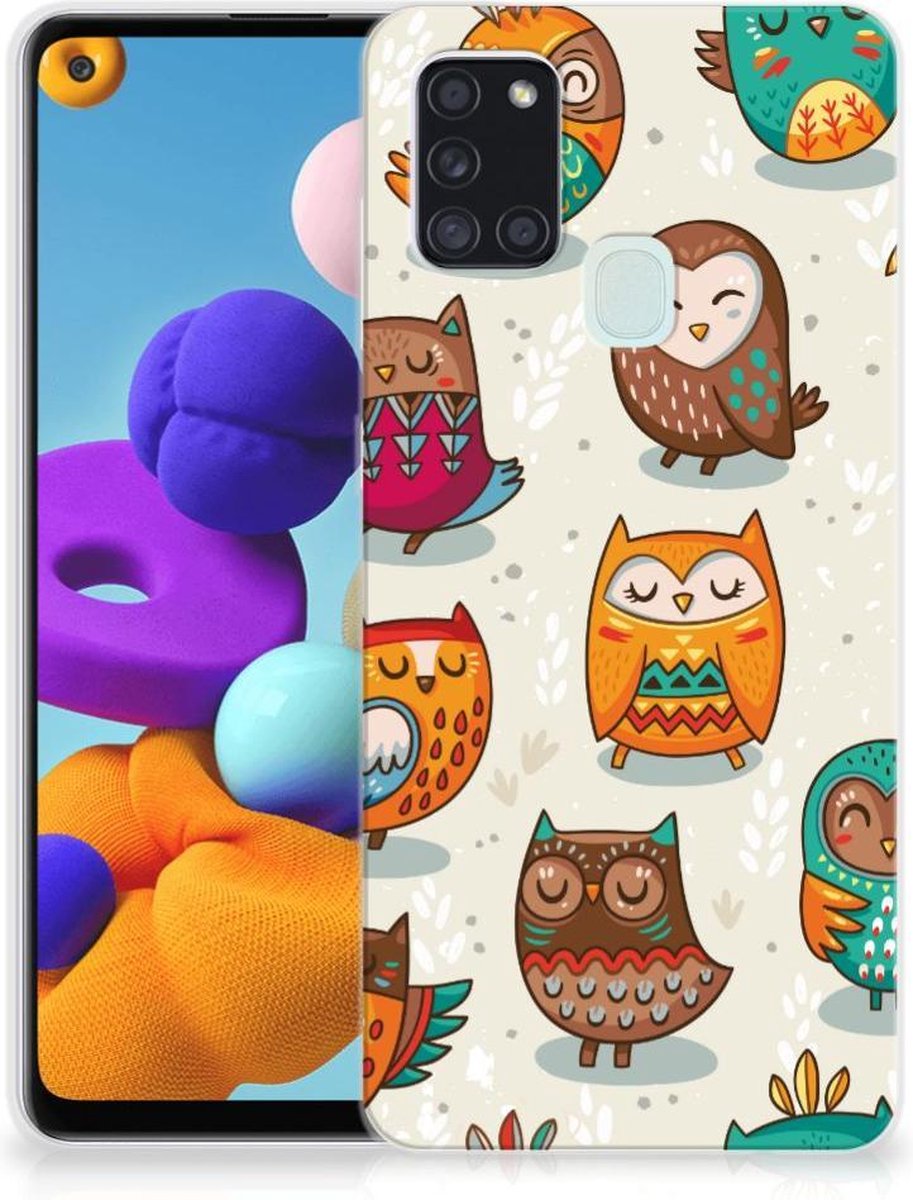 Samsung Galaxy A21s TPU Hoesje Vrolijke Uilen