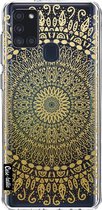 Casetastic Samsung Galaxy A21s (2020) Hoesje - Softcover Hoesje met Design - Gold Mandala Print