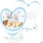Beeldje - Baby - 12,5cm - The Lord bless you and keep you - Blue - Christelijk, Bijbel