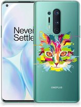 Mobiel Case OnePlus 8 Pro GSM Hoesje Doorzichtig Cat Color