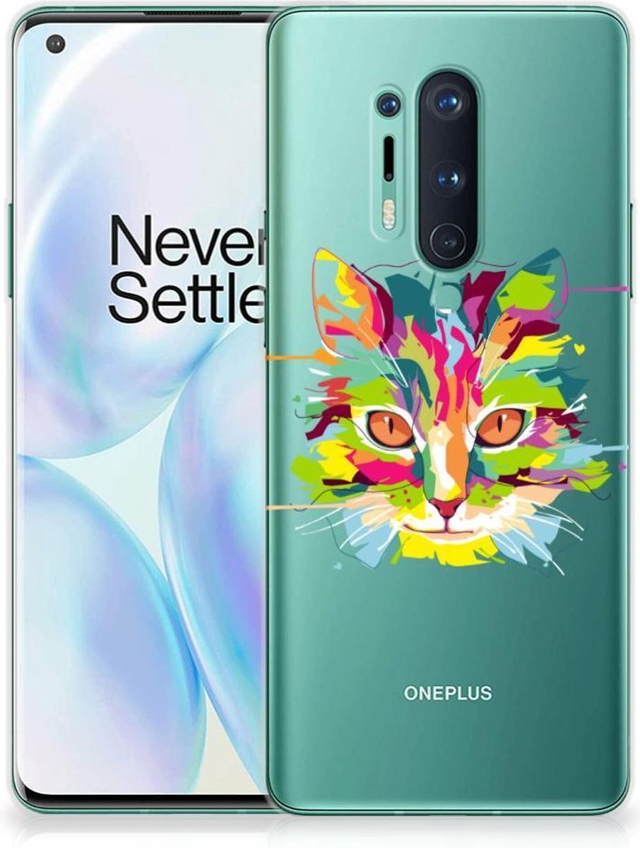 OnePlus 8 Pro Telefoonhoesje met Naam Cat Color