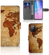 Telefoonhoesje Samsung S10 Lite Wallet Bookcase Wereldkaart