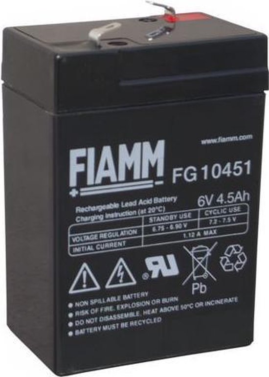 Fiamm FG10451 FG 6V 4.5Ah AGM