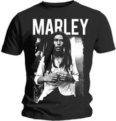 Bob Marley - Black & White Heren T-shirt - L - Zwart