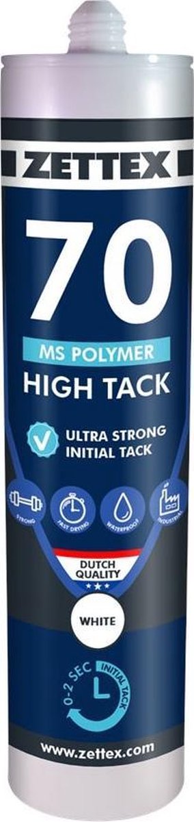 Zettex Polymeer Ms70 High Tack Wit 290Ml