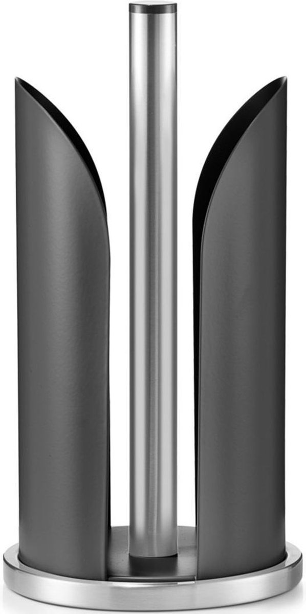 1x Zwarte metalen keukenrolhouder rond 15 x 31 cm - Zeller - Keukenbenodigdheden - Keukenaccessoires - Keukenpapier/keukenrol houders - Houders/standaards voor in de keuken