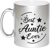 Zilveren Best Auntie Ever cadeau koffiemok / theebeker 330 ml