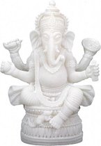 Ganesha beeld - 17cm - Witte Albast - Polyresin