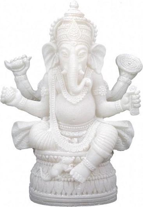 Ganesha Beeld - Witte Albast - Polyresin - 17 cm