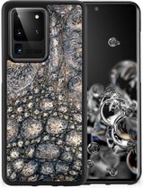 Telefoon Hoesje Geschikt voor Samsung Galaxy S20 Ultra Hippe Hoesjes met Zwarte rand Krokodillenprint