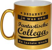 Je was een fantastische collega de laatste week koffiemok / theebeker - 330 ml - goudkleurig - carriere switch / VUT / pensioen - bedankt cadeau collega / teamgenoot