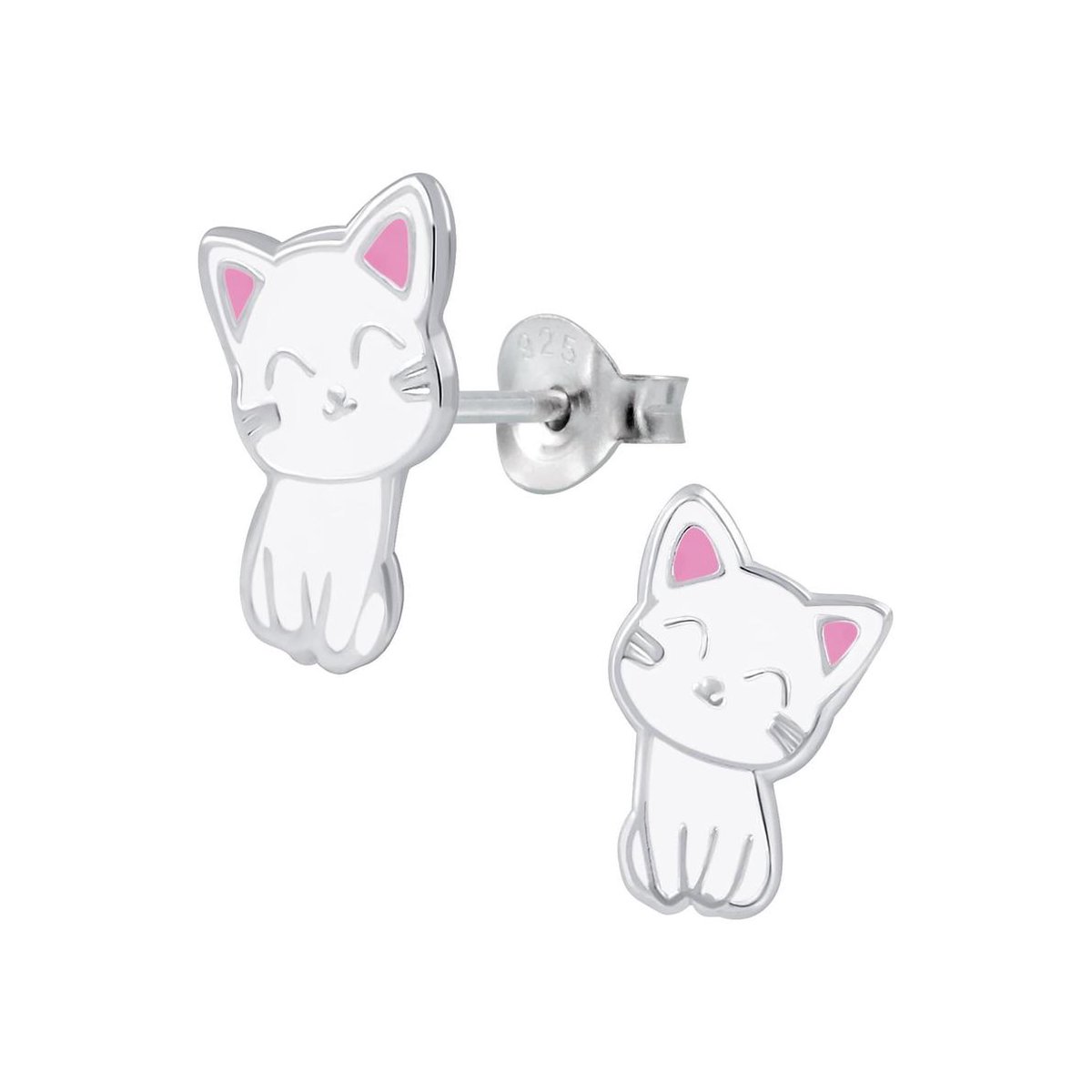 WeLoveSilver - oorbellen meisjes - zilveren kittens - kinderoorbellen