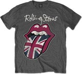 The Rolling Stones Heren Tshirt -S- Union Jack Tongue Grijs
