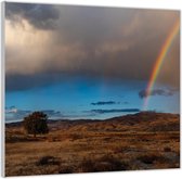 Acrylglas –Regenboog bij Bergen– 100x100 (Wanddecoratie op Acrylglas)