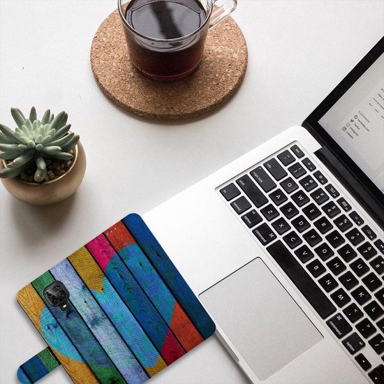 magnétique Cuir PU Protection Etui Housse pour Xiaomi Redmi Note 9 Pro | Note 9S Coque Téléphone Bois De Coeur