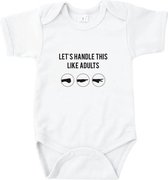 Baby Rompertje met tekst Let's handle this like adults - Baby geschenk - Romper korte mouw wit - Maat 62/68 - grappig rompertje