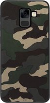 ADEL Siliconen Back Cover Softcase Hoesje Geschikt Voor Samsung Galaxy A8 Plus (2018) - Camouflage Stoer