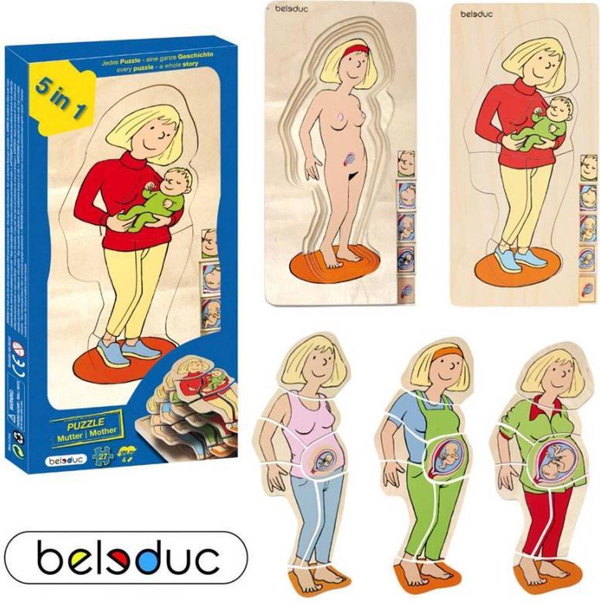 Beleduc houten lagenpuzzel Groei Moeder