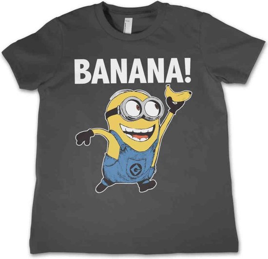Minions Kinder Tshirt -Kids tm 4 jaar- Banana! Grijs