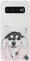 ADEL Siliconen Back Cover Softcase Hoesje Geschikt voor Samsung Galaxy S10 Plus - Husky Hond