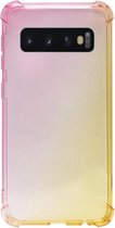 ADEL Siliconen Back Cover Softcase Hoesje Geschikt voor Samsung Galaxy S10e - Kleurovergang Roze Geel