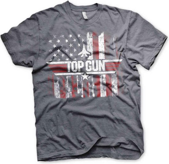 Top Gun Heren Tshirt -XL- America Grijs
